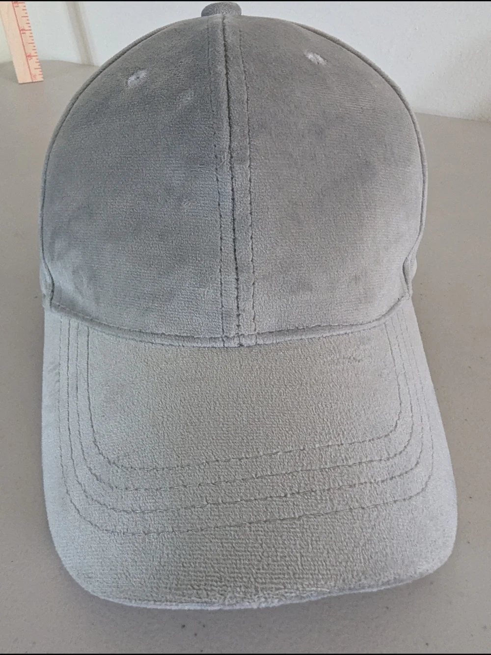 BP Gray Velour Baseball Cap Adjustable Strapback Minimalist Soft Hat